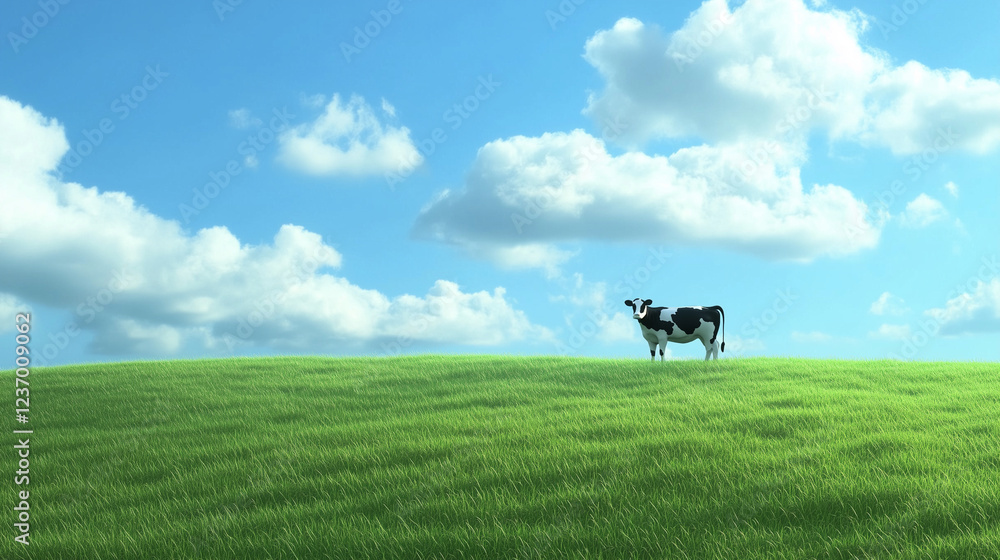 An image of a cow in a meadow, Dairy Cow An image of a cow in a meadow, Dairy Cow