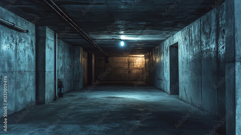 dark concrete cellar basement underground hall 3d render illustration dark concrete cellar basement underground hall 3d render illustration