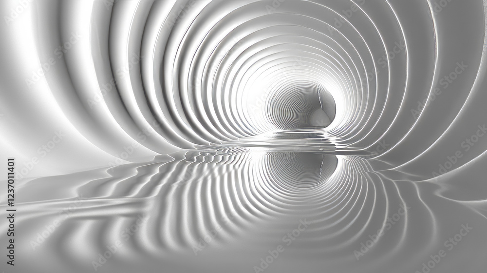 Obraz premium Modern futuristic white background with a circular spiral pattern and reflections 3d render illustration