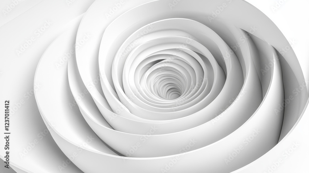 Modern futuristic white background with a circular spiral pattern and reflections 3d render illustration Modern futuristic white background with a circular spiral pattern and reflections 3d render illustration