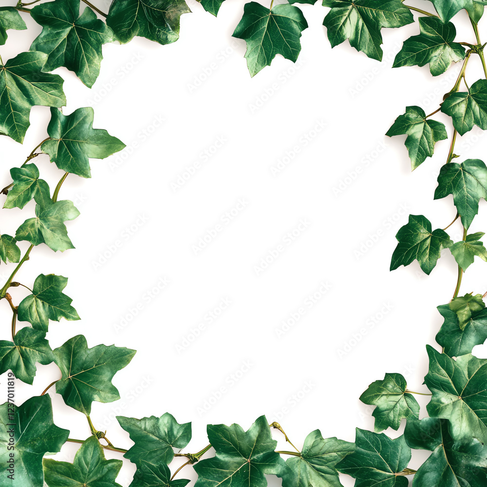 A fresh and vibrant arrangement of ivy leaves forming a natural frame, ideal for backgrounds or decorative purposes. Perfect for nature enthusiasts and eco-friendly designs. A fresh and vibrant arrangement of ivy leaves forming a natural frame, ideal for backgrounds or decorative purposes. Perfect for nature enthusiasts and eco-friendly designs.