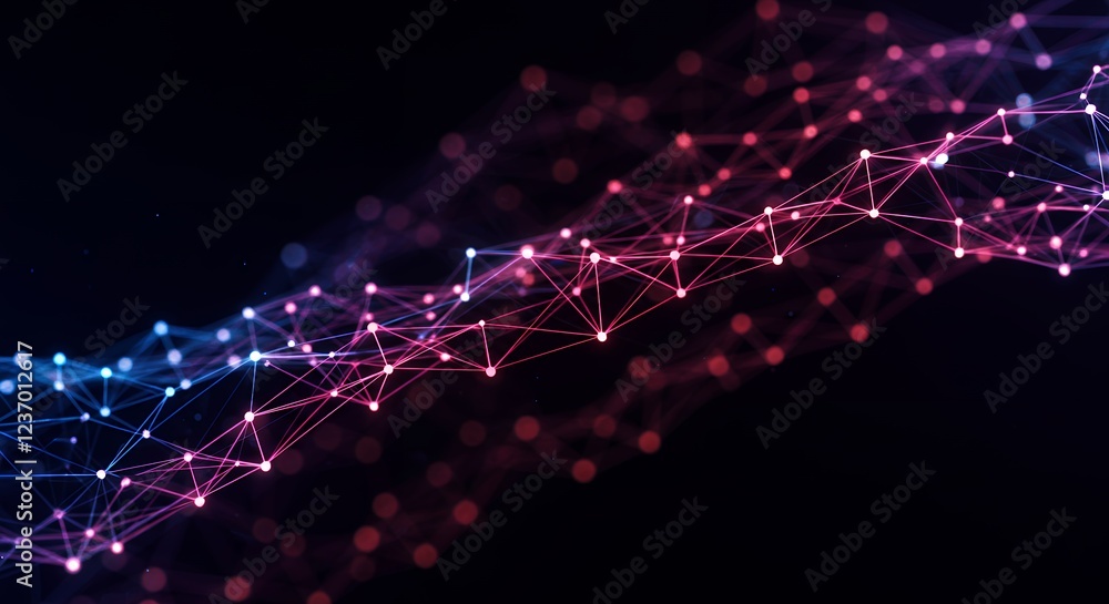 Obraz premium Abstract Network Connections Pink Blue Digital Art