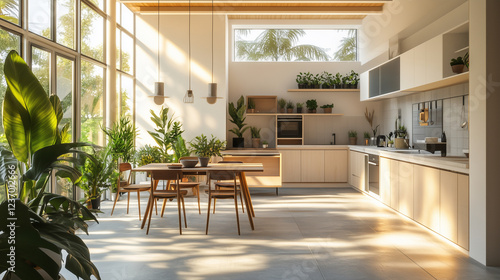 The sustainable living concept with a minimalist home.