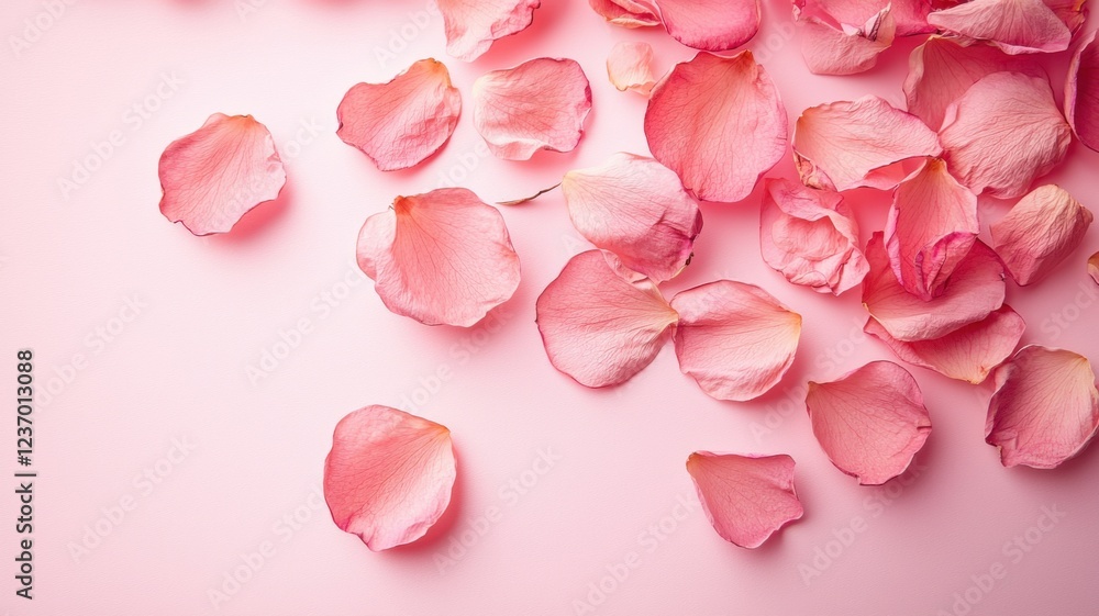 Obraz premium Falling pink rose petals indoor space nature imagery soft atmosphere close-up view beauty concept