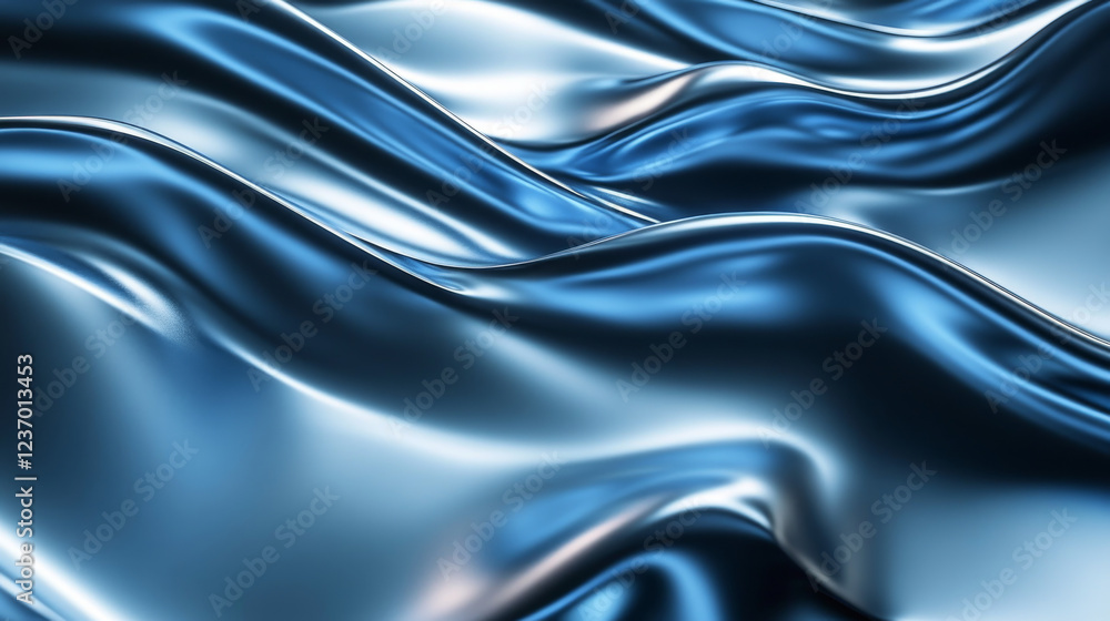 Obraz premium Abstract blue metal modern wave surface background texture 3d rendering illustration