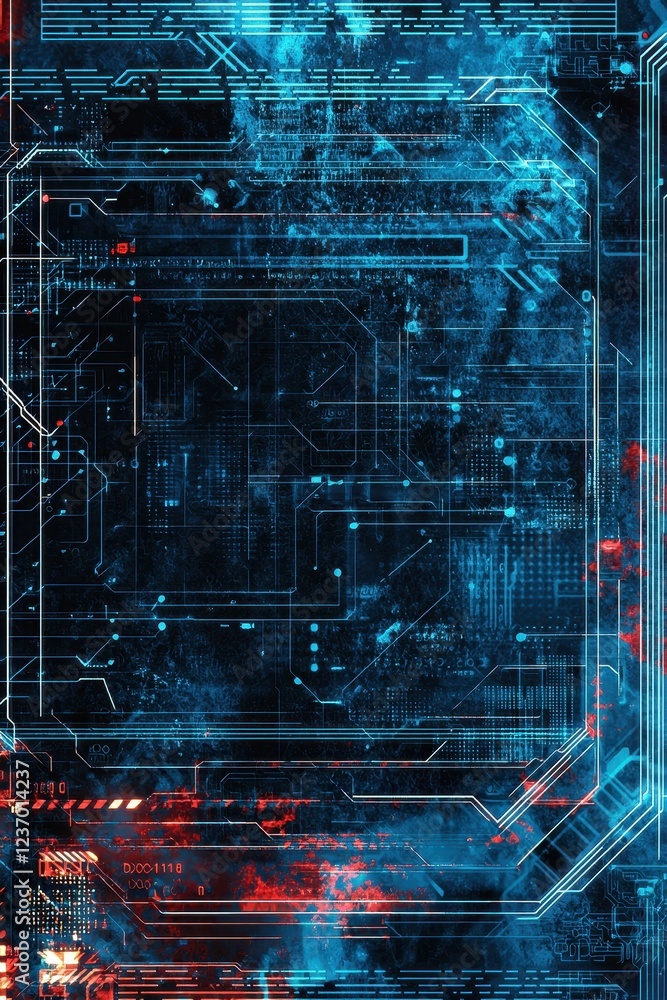 Digital mech border design cyber environment graphic art abstract view Digital mech border design cyber environment graphic art abstract view
