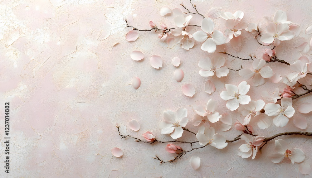 Obraz premium Delicate Pink Blossoms on a Pastel Background