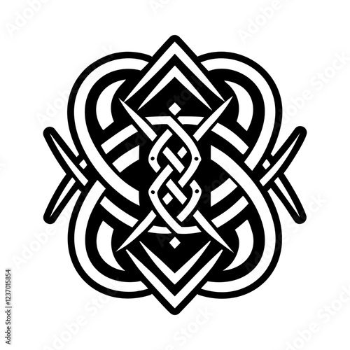 A glyph style icon of binding rune symbol