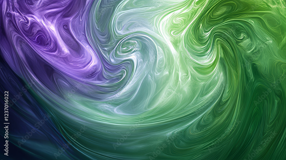 Fototapeta premium Abstract colourful green and violet curves background illustration 2d rendering