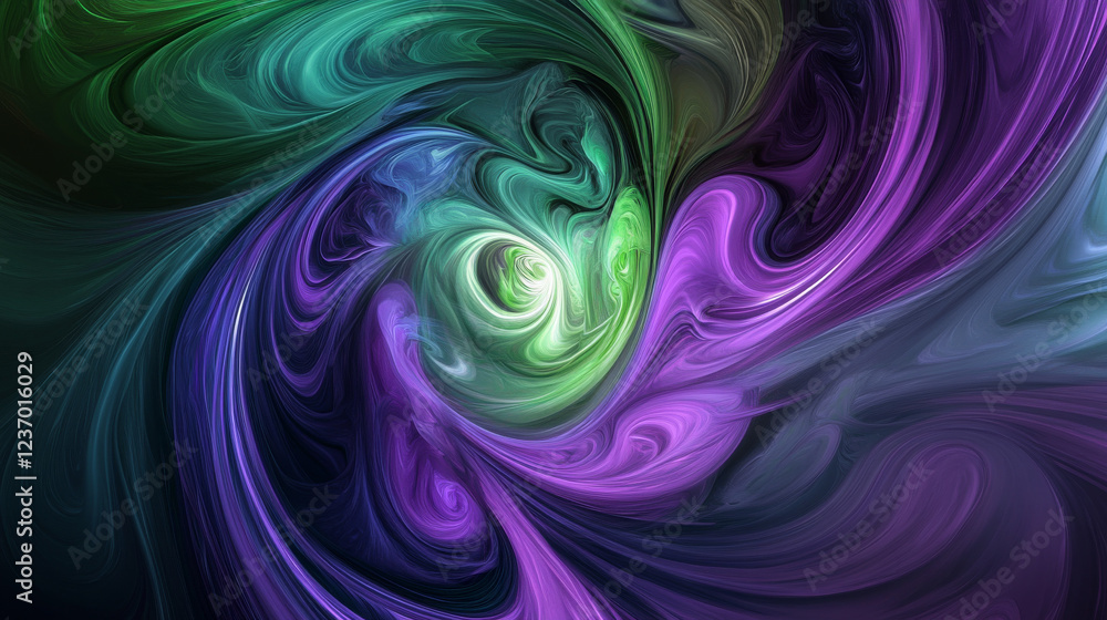 Obraz premium Abstract colourful green and violet curves background illustration 2d rendering