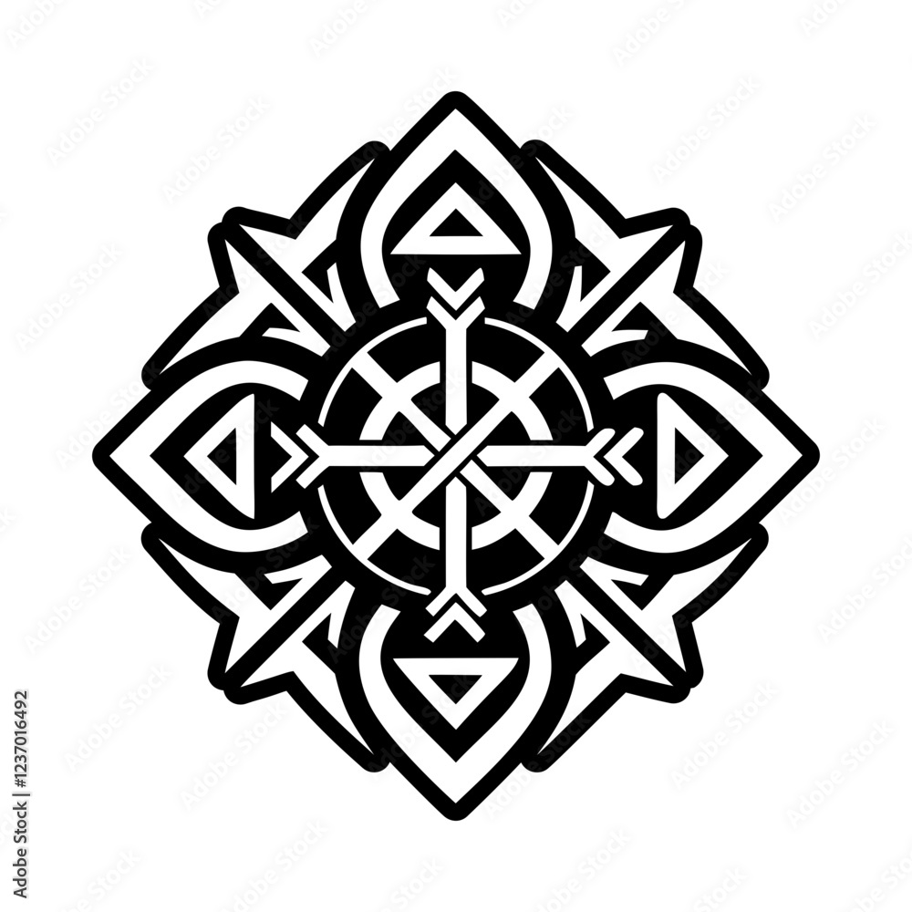 Cross tattoo icon in solid style Cross tattoo icon in solid style