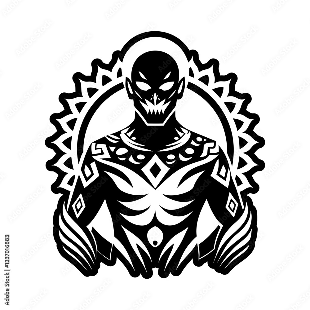 Figure tattoo icon in solid style Figure tattoo icon in solid style