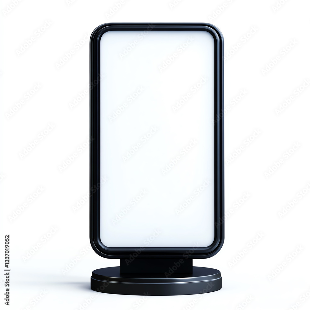 A sleek, modern vertical LED display stand with a blank screen, perfect for advertisements or promotions in various environments A sleek, modern vertical LED display stand with a blank screen, perfect for advertisements or promotions in various environments