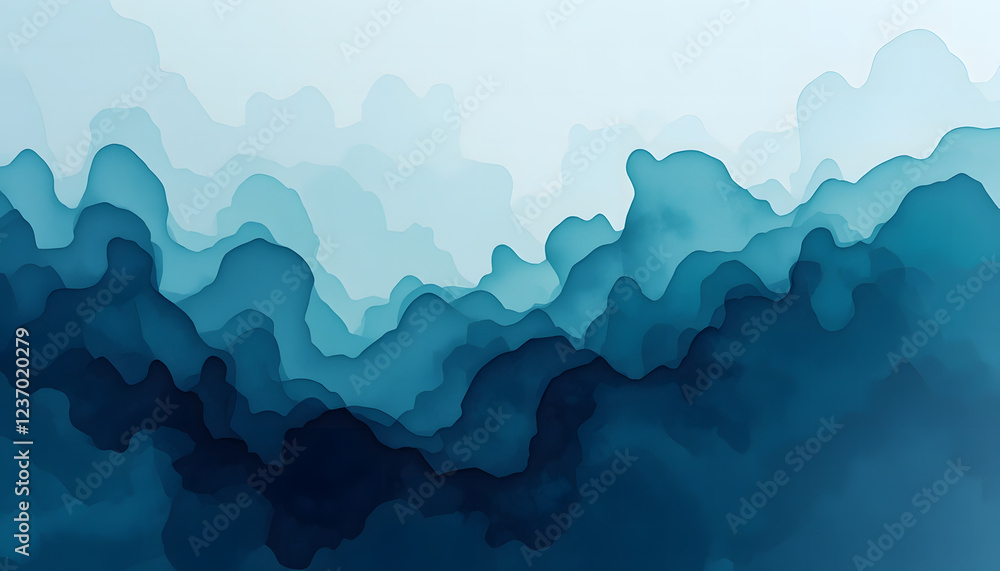 Fototapeta premium Abstract blue mountains landscape under a misty sky pattern background
