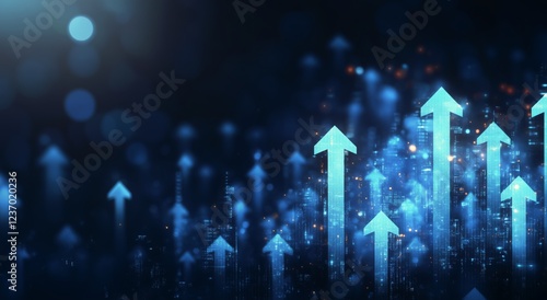 Dynamic upward arrows symbolize growth and progress in a digital landscape