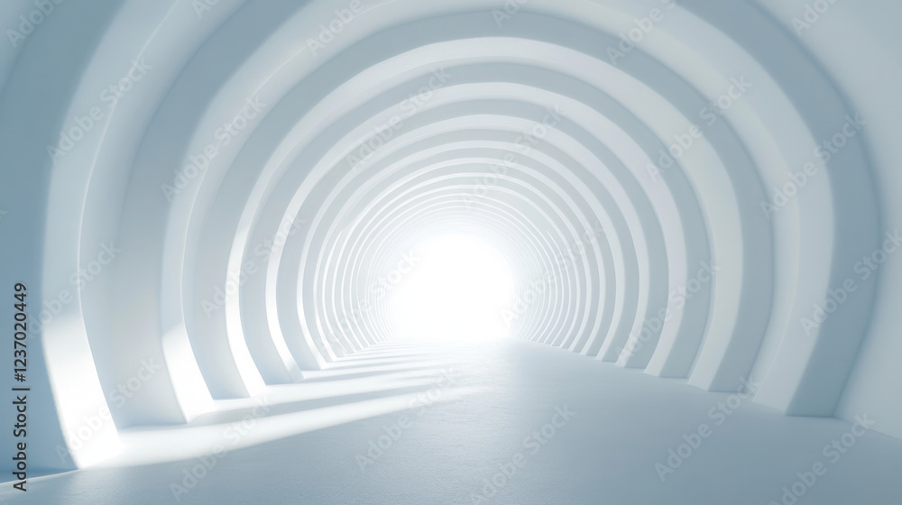 White Tunnel With Light Illumination 3d render illustration. 3D Illustration White Tunnel With Light Illumination 3d render illustration. 3D Illustration
