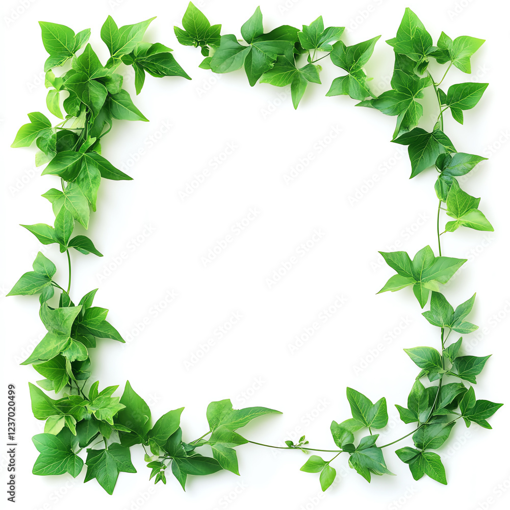 Naklejka premium A beautiful arrangement of lush green ivy leaves forming a natural frame