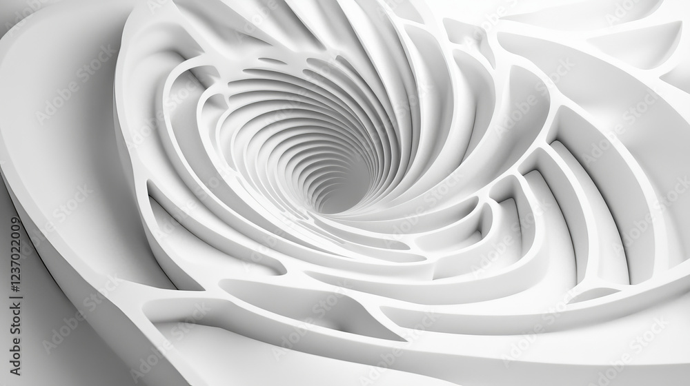 Obraz premium Monochrome white swirl 3d render illustration. 3D Illustration