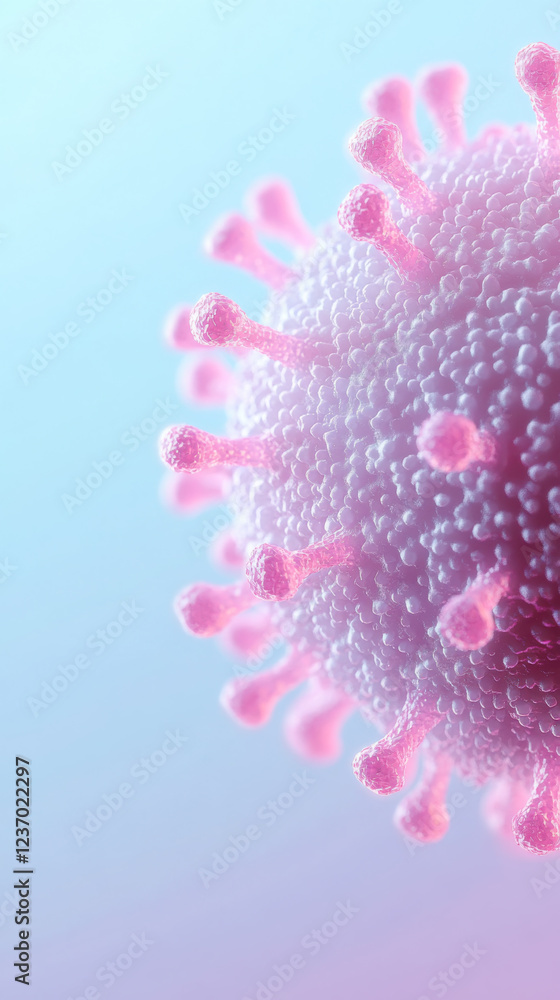 Macrovirus particle display in vibrant vertical composition for scientific use