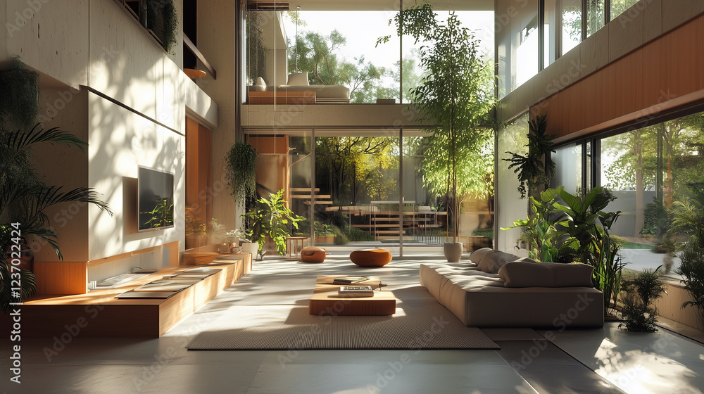 The sustainable living concept with a minimalist home.