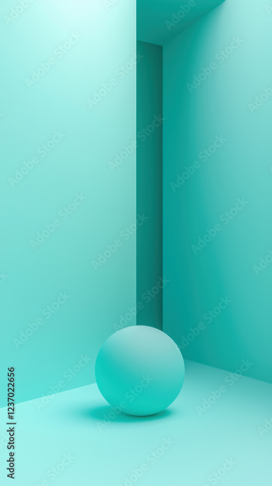 Minimalist modern scene with a pastel turquoise sphere in an abstract space Minimalist modern scene with a pastel turquoise sphere in an abstract space