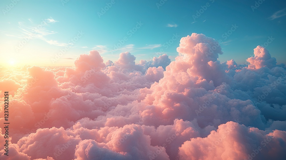 Pink Cloudscape At Sunset Aerial View Pink Cloudscape At Sunset Aerial View