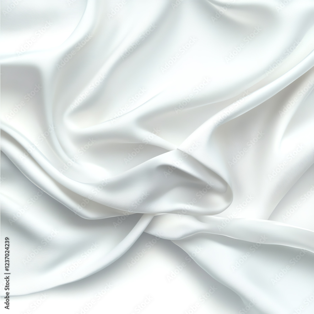 Obraz premium A smooth, flowing white fabric draped elegantly, showcasing its soft texture and luminous quality, perfect for textile design, fashion, and interior decor inspiration.