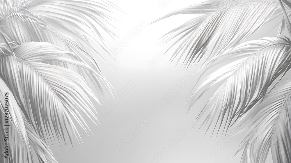Obraz premium White Palm Fronds Elegant Minimalist Background