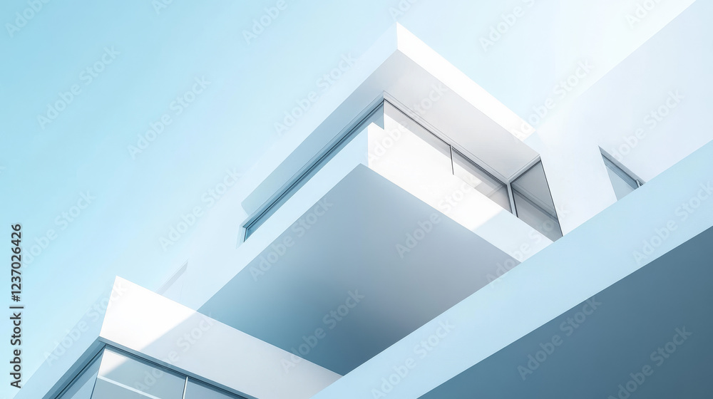 Obraz premium abstract white architecture geometric shape building interior 3d render illustration