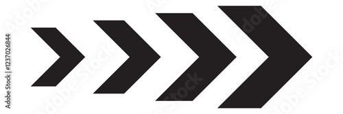 Arrow icons group. Set of black arrows symbols with blend effect. Chevron symbols. Vector isolated on white background.