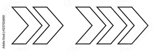 Arrow icons group. Set of black arrows symbols with blend effect. Chevron symbols. Vector isolated on white background.