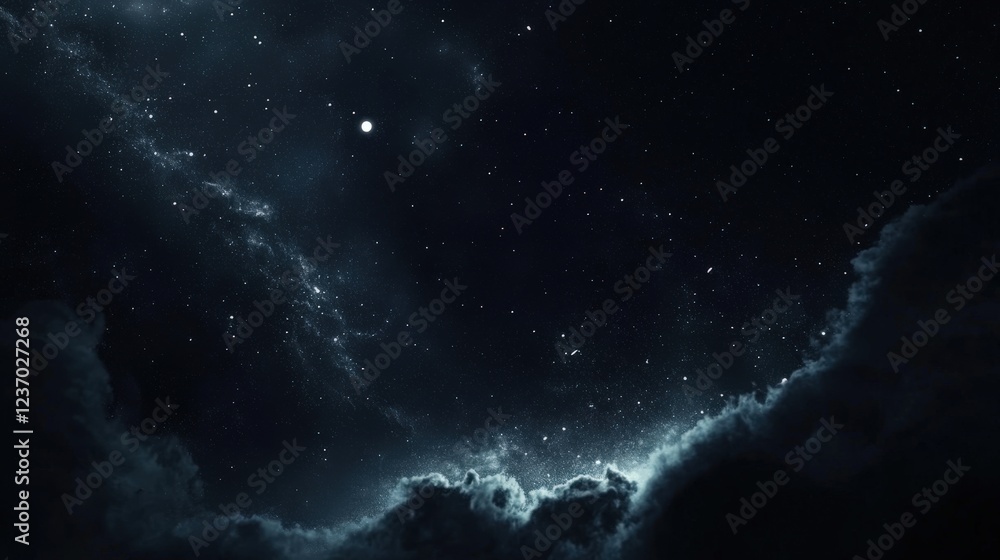 Fototapeta premium Night Sky Over A Landscape In Complete Shadow