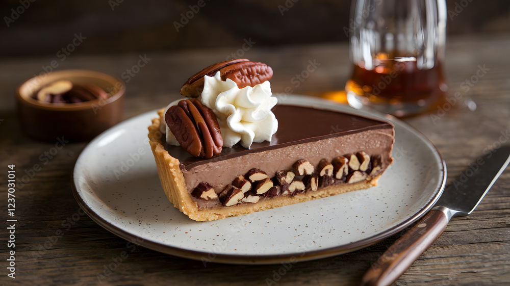 Chocolate cream and bourbon pecan tart Chocolate cream and bourbon pecan tart