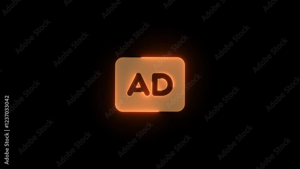 Audio description icon brown color glowing neon animation on black background Audio description icon brown color glowing neon animation on black background