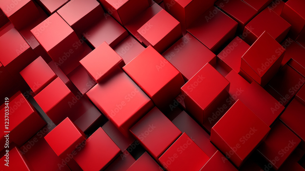 abstract red geometric shape cube design 3d render illustration abstract red geometric shape cube design 3d render illustration