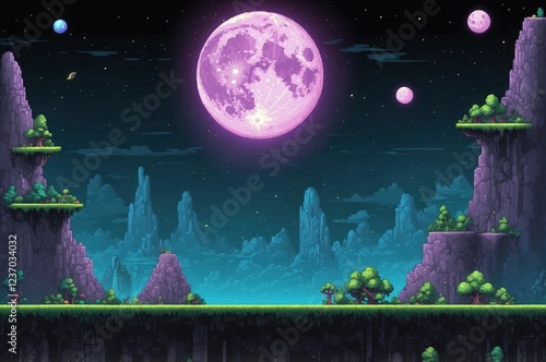 Colorful retro old vintage 2d pixel art game texture background illustration design, history and symbol theme concept.  
