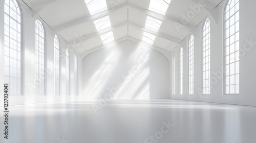 full 360 degree panorama environment map of white empty abstract architecture hall building interior roof 3d render illustration hdri hdr vr style