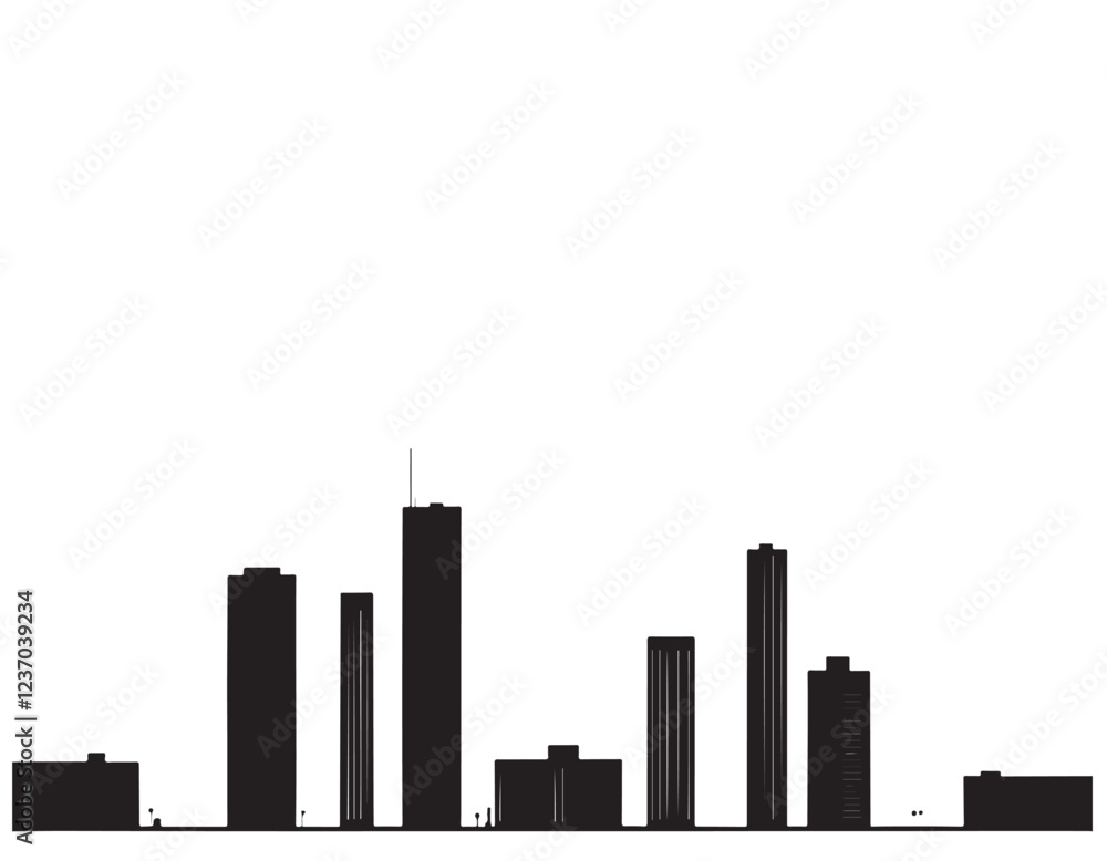 Fototapeta premium High rise building sketch. Line art