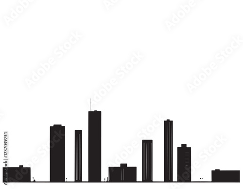 High rise building sketch. Line art
