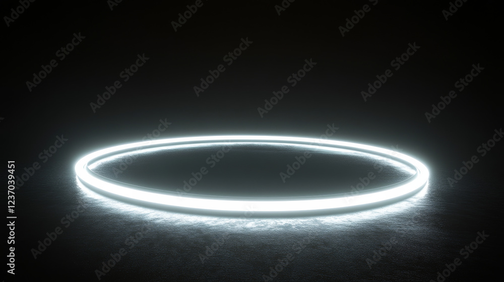 360 panorama of a white ring light reflection on black surface vr environment map. 3D Illustration 360 panorama of a white ring light reflection on black surface vr environment map. 3D Illustration