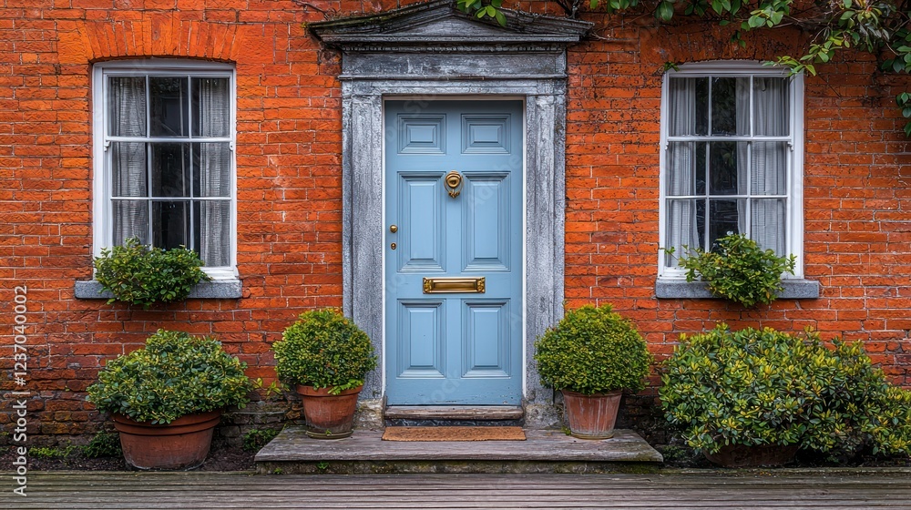 Charming Blue Door of a Brick House Charming Blue Door of a Brick House