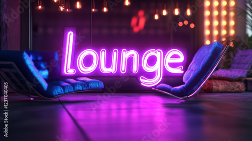 neon light letters of the word lounge sign night club bar drinkconcept 3d render illustration photo