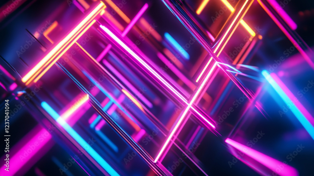 neon light colours lines 3d render illustration neon light colours lines 3d render illustration