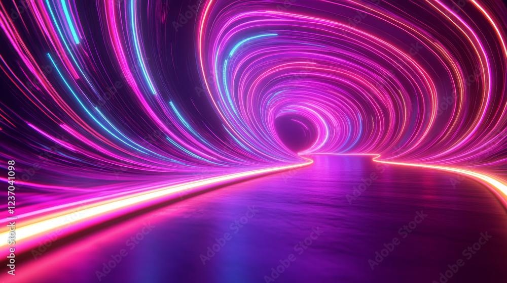 neon light colours lines 3d render illustration neon light colours lines 3d render illustration