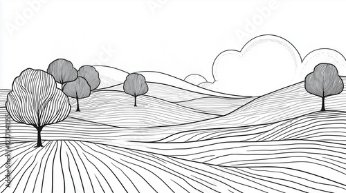 Simple sketch of a field landscape in the background