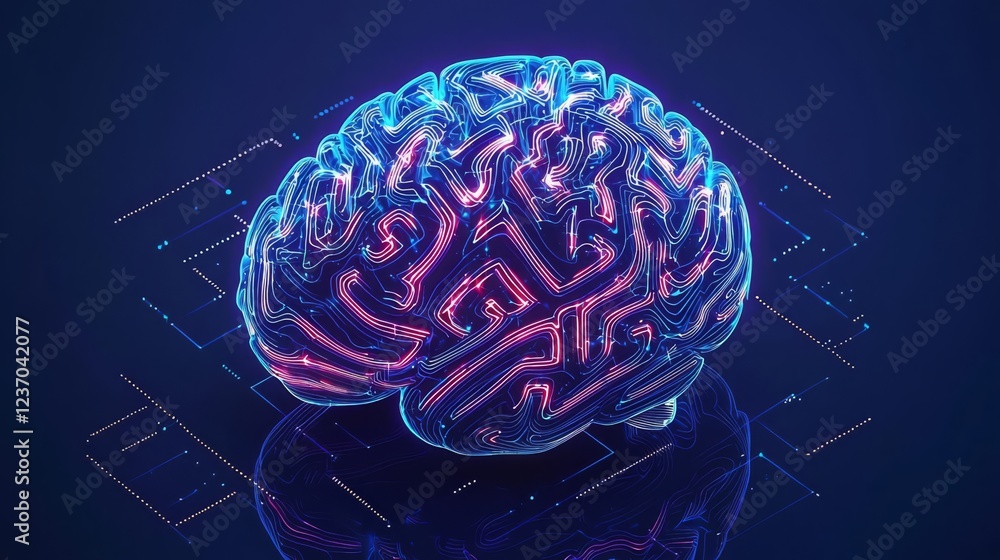 Illustration of a futuristic neural network brain design. Illustration of a futuristic neural network brain design.