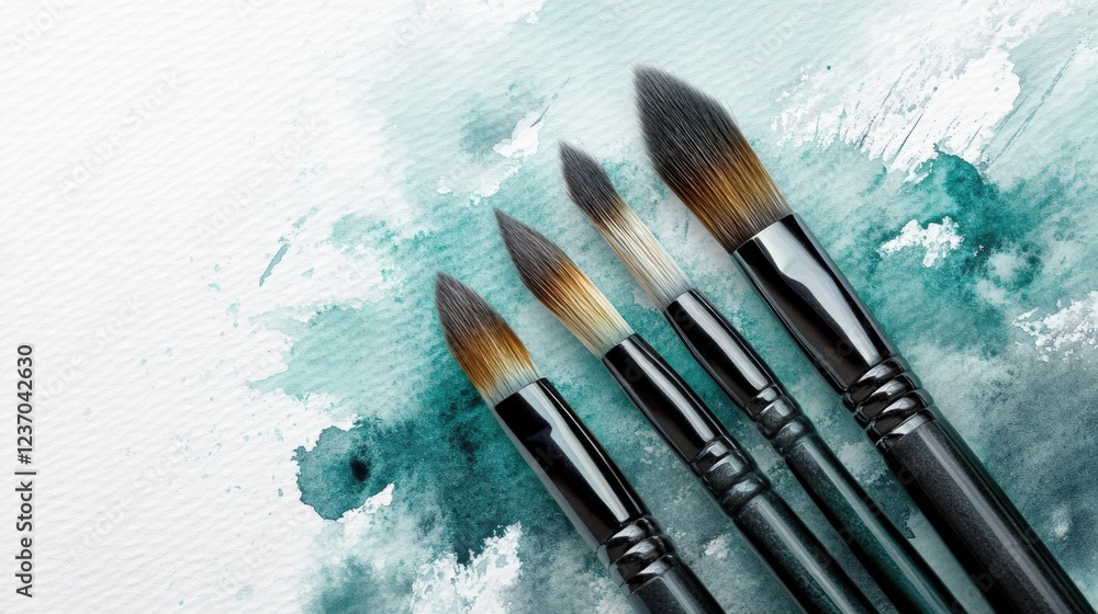 Fototapeta premium Set Of Watercolor Brushes on Paper