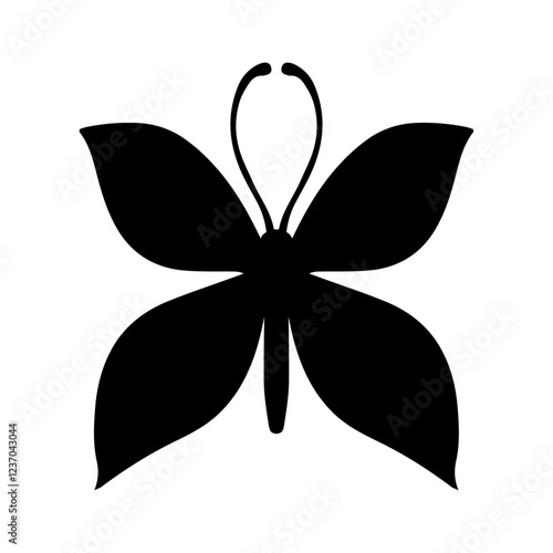 Silhouette, stamp of a winged insect, decorative butterfly. Vector graphics.