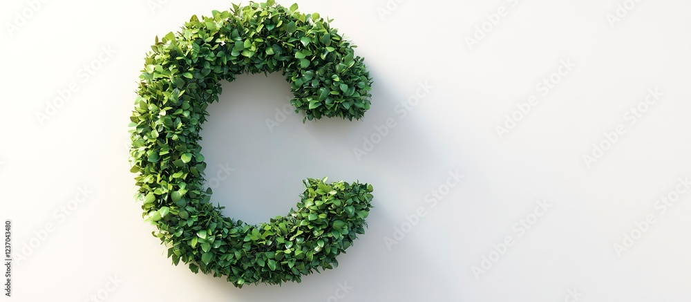 Green foliage forms the letter C against a white background Green foliage forms the letter C against a white background