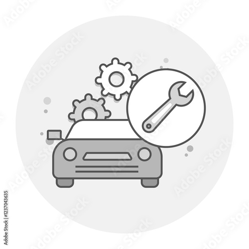 Car Repair and Maintenance Icon, Automotive Service and Mechanical Inspection Symbol
